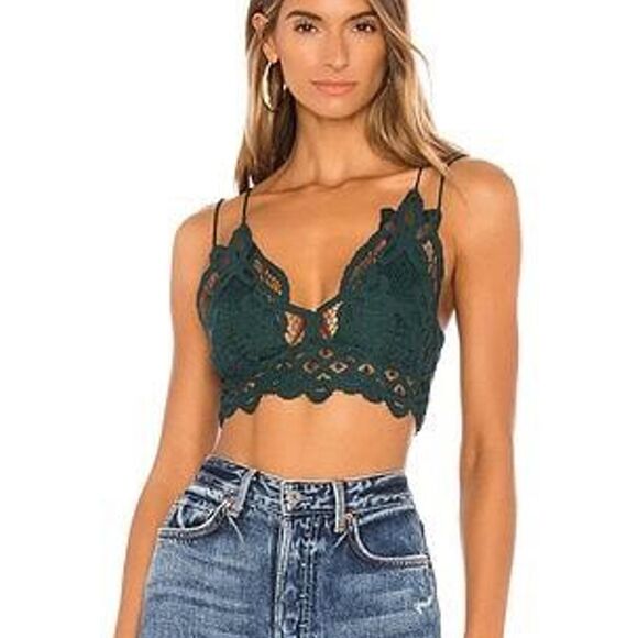 Free People Emerald Green adella lace bralette - Picture 1 of 5